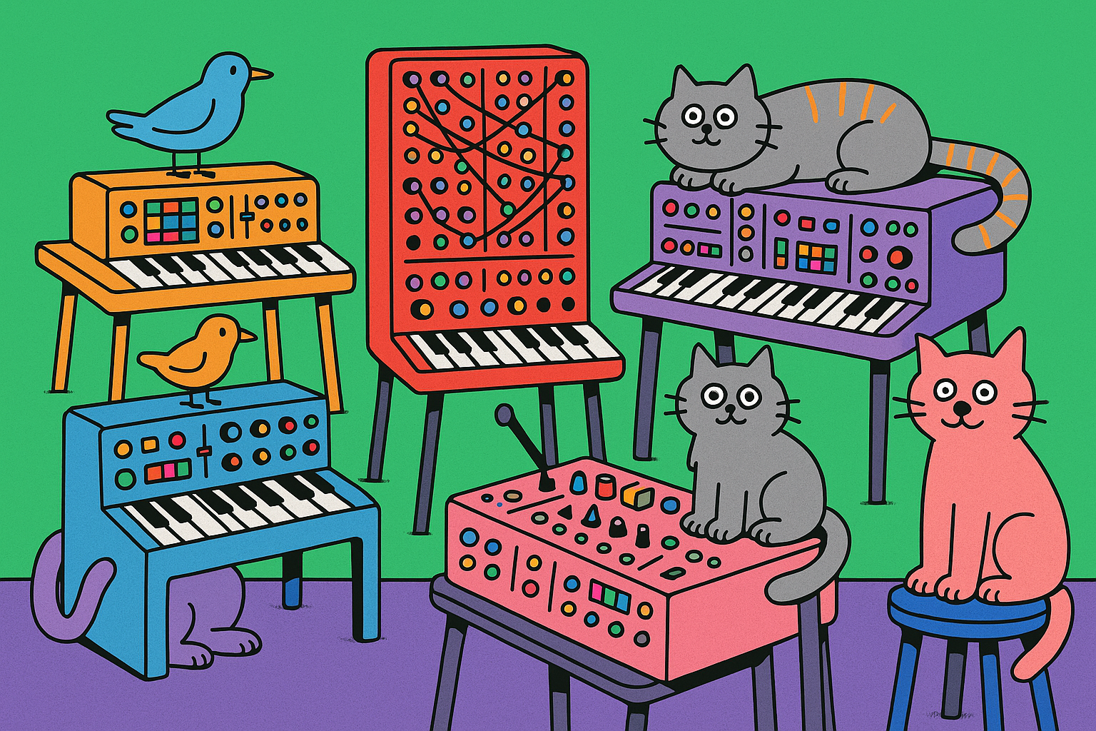 Studio avec plusieurs machines skinnées