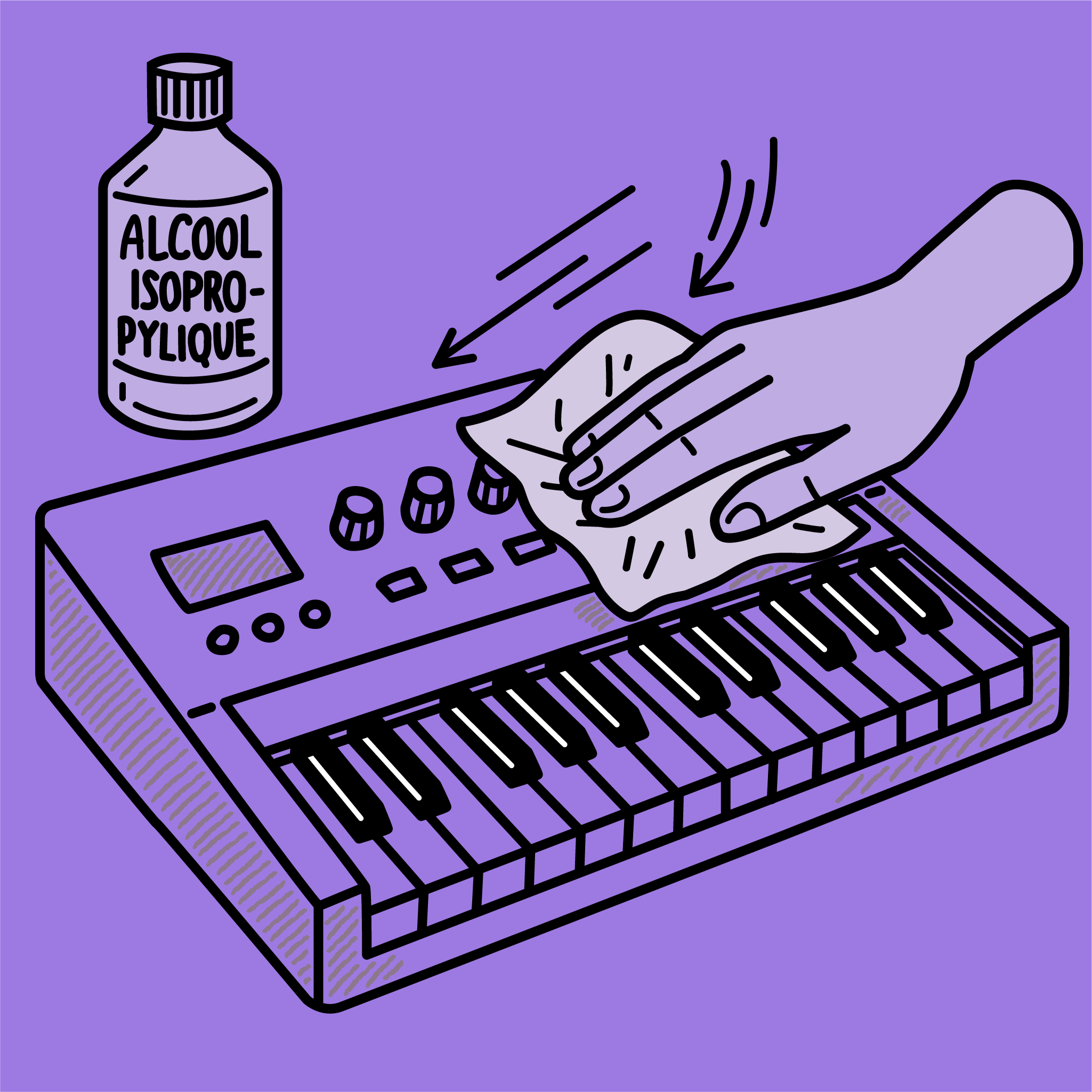 Nettoyer la surface à l’alcool isopropylique